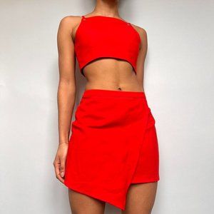 Cute two piece set in a poppy/red colo